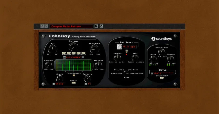 Soundtoys EchoBoy delay plugin set up as a vocal send effect