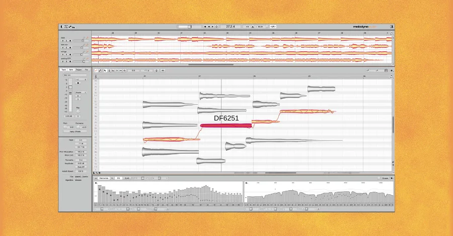 Celemony Melodyne audio editing interface showing pitch manipulation