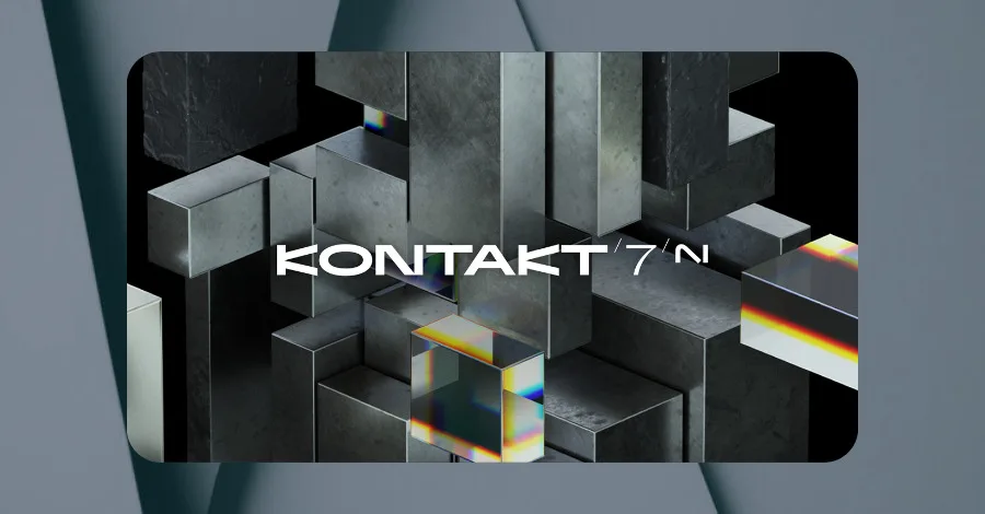 Kontakt 8 sampler interface showing the factory library browser