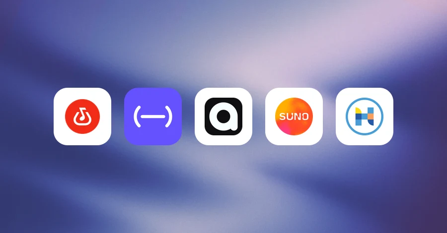 App icons for BandLab, Soundtrap, Audiotool, Suno and Hookpad