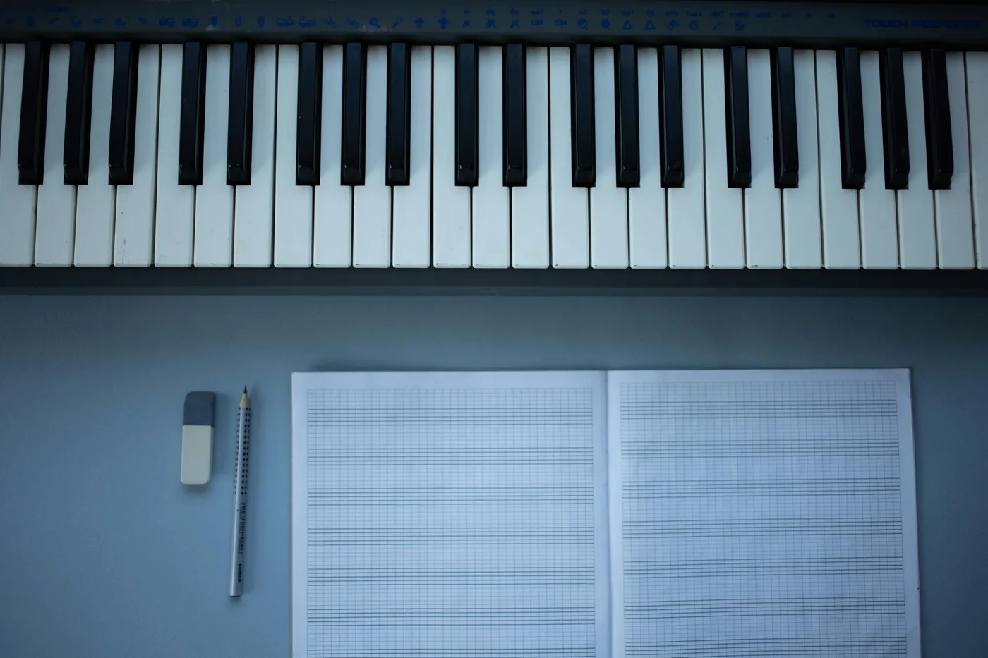 Music producer working on hooktheory in a home studio