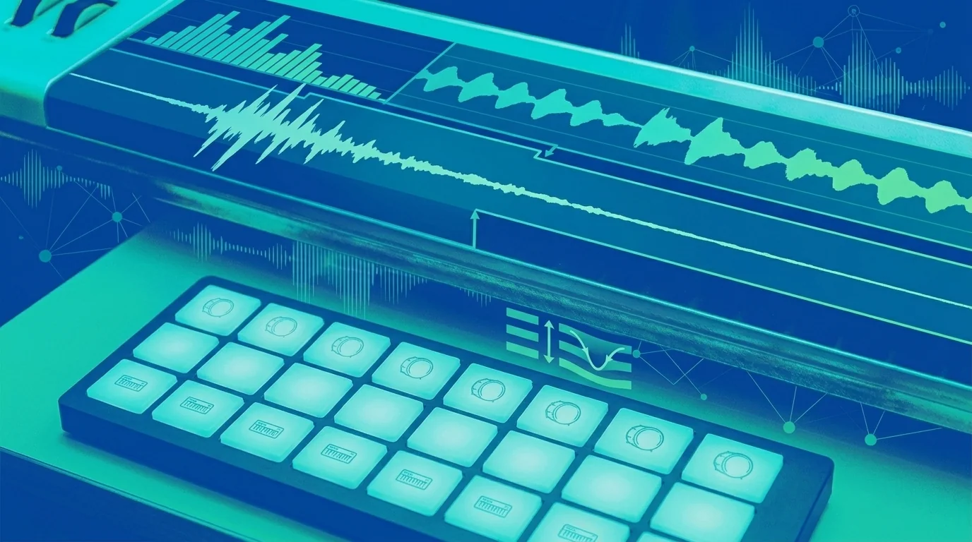 Kick and bass waveforms layered in a DAW timeline