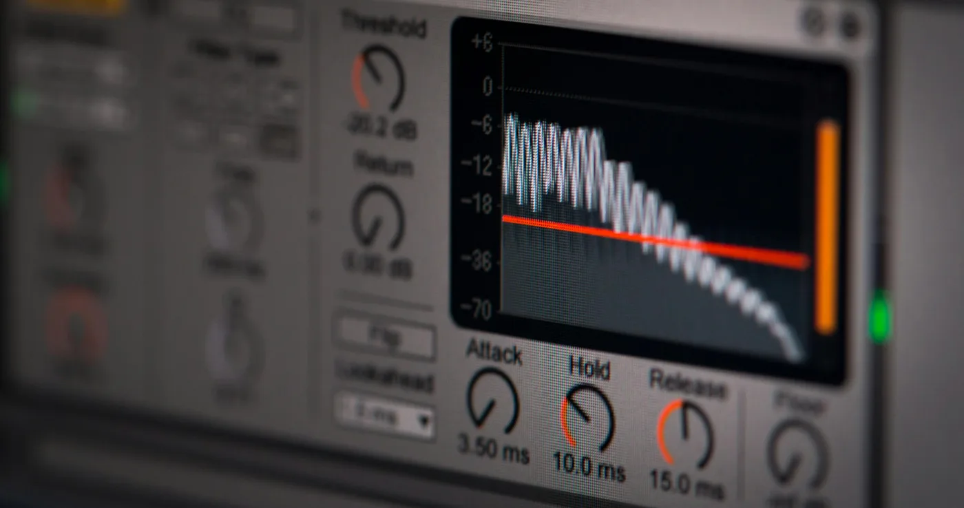 Ableton Live compressor plugin interface open on a channel strip