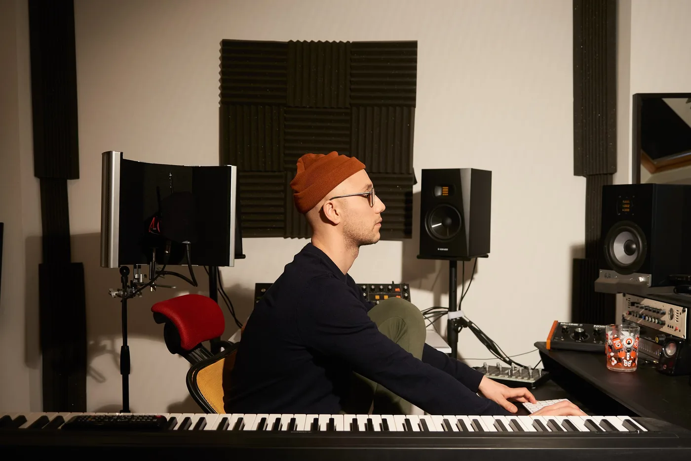 Sam Welch in the studio