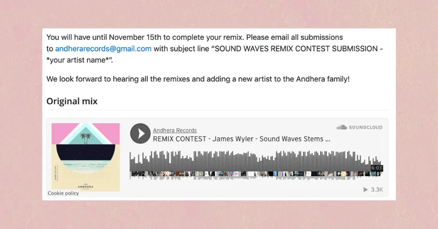 Remix competition rules and submission guidelines example