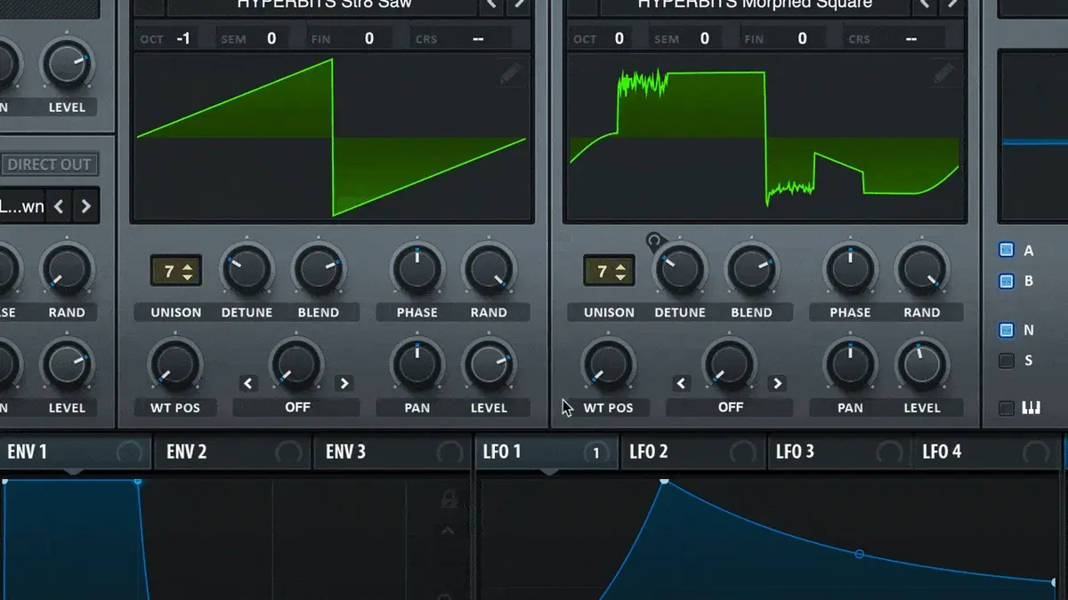 Serum wavetable oscillator warp modes dropdown showing all available options