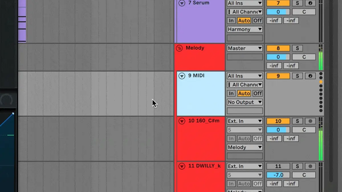 Serum FX plugin on a DAW channel receiving MIDI input to trigger envelope modulation on audio