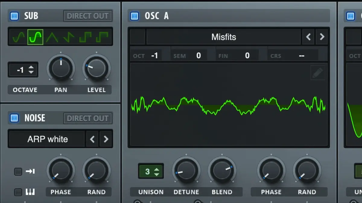 Serum sub oscillator direct out routing bypassing filters and effects