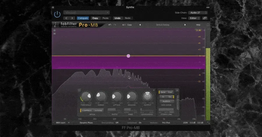 Pro-MB final settings showing 3dB gain reduction on mid frequencies