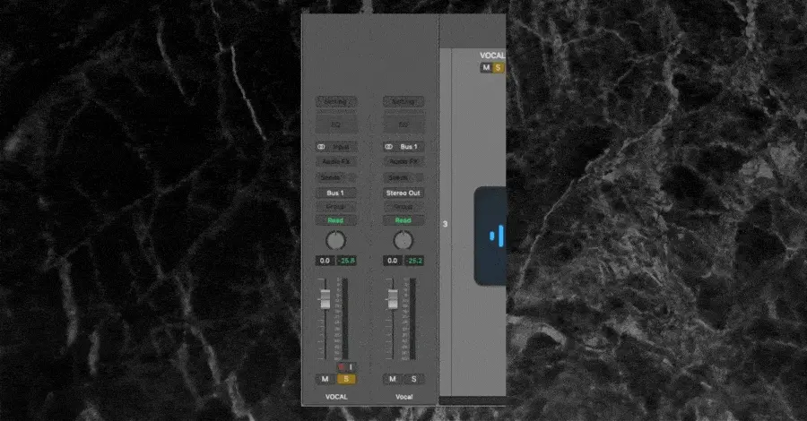Ableton return track set up as reverb/delay send from dry signal