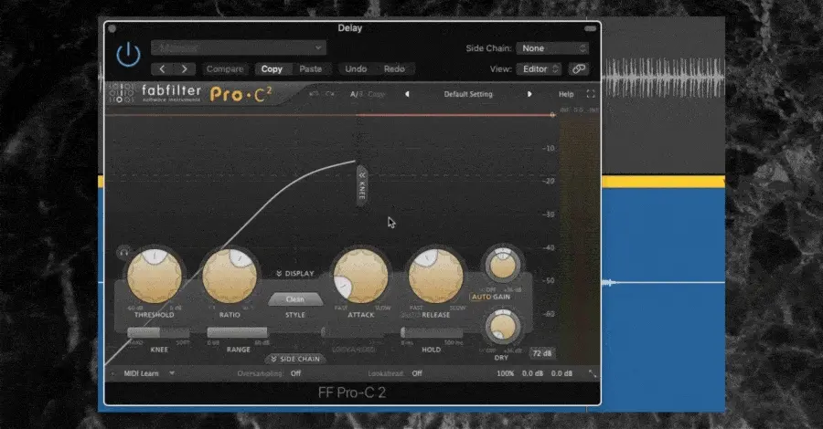 Compressor sidechain input set to the dry signal track