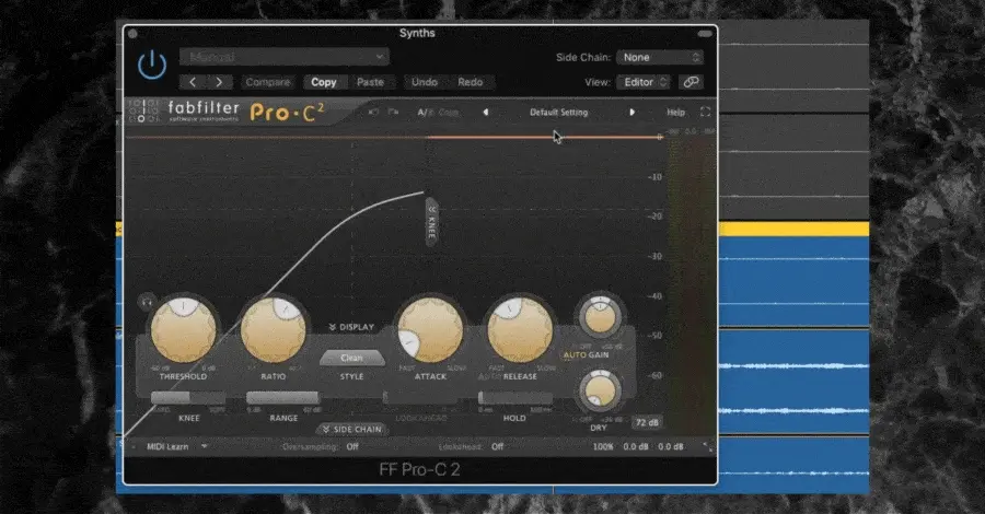Pro-C sidechain input set to vocal track