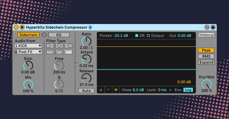 Recommended Ableton sidechain compressor settings for EDM kicks