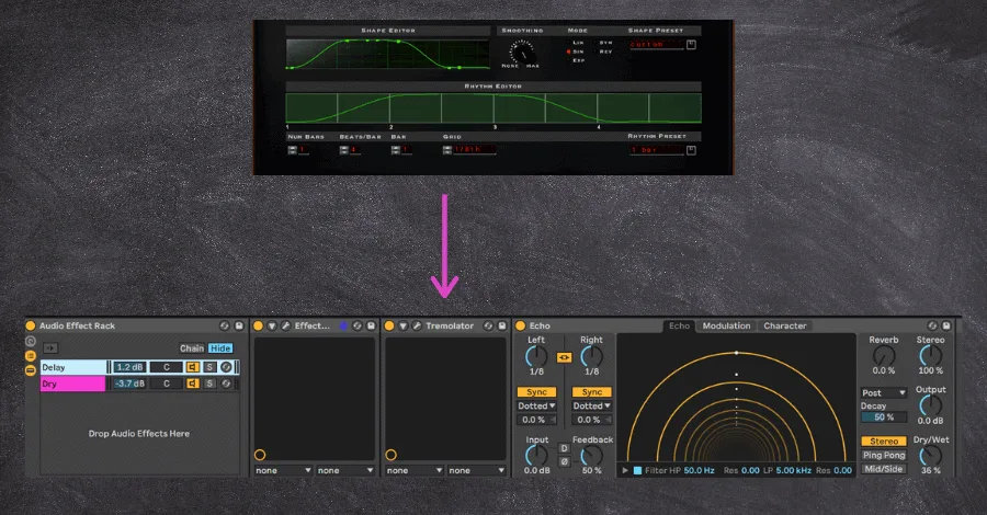 Tremolator DAW routing and sidechain setup