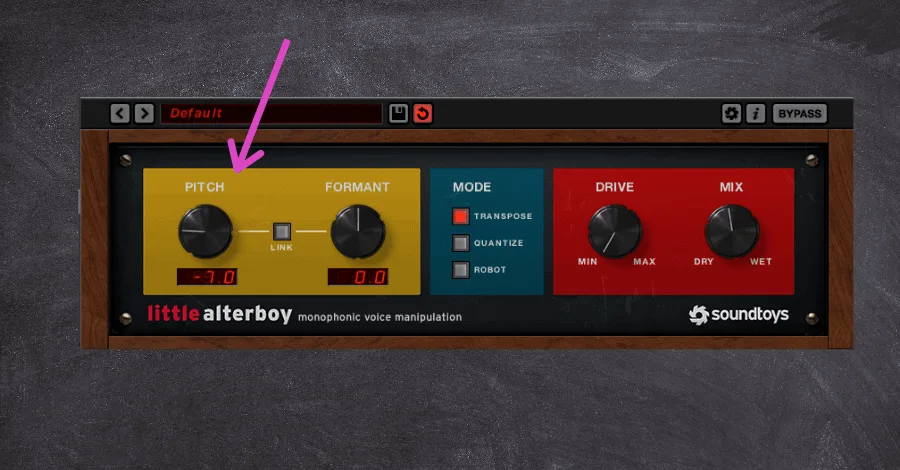 Little Alterboy annotated controls for pitch and formant shifting