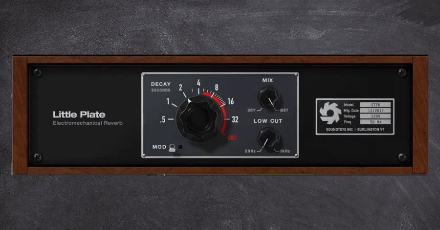 Little Plate plugin interface showing EMT 140 plate reverb emulation