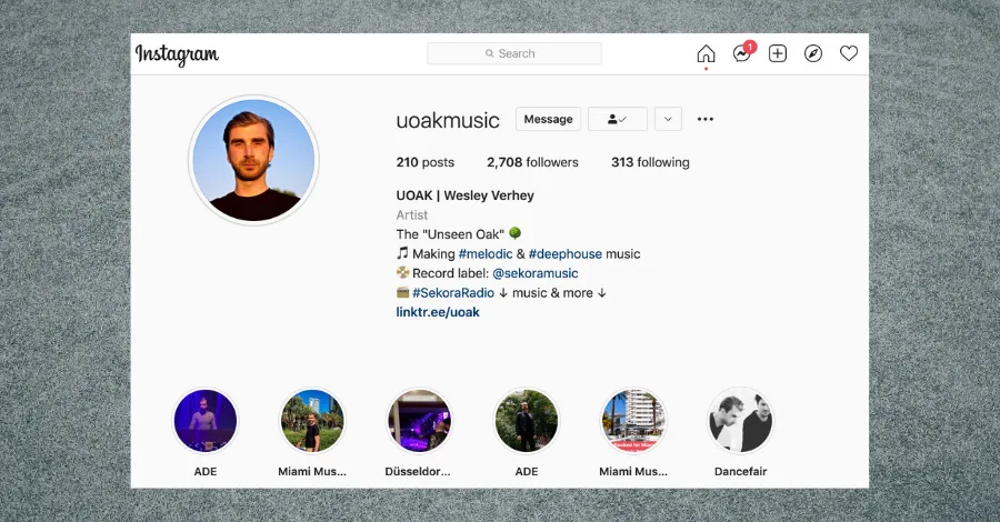 UOAK Spotify user profile showing playlist collection with thousands of followers