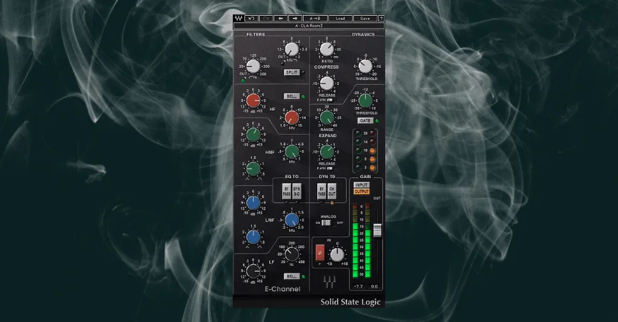 Waves SSL E Channel and G Channel plugin interface with compressor and EQ controls