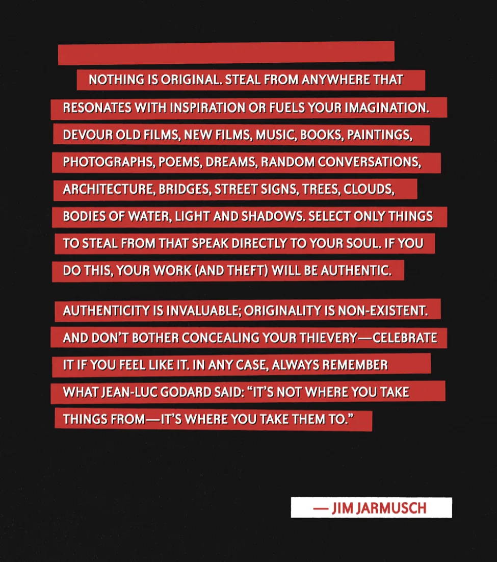 Everything is a remix, steal like an artist inspiration graphic