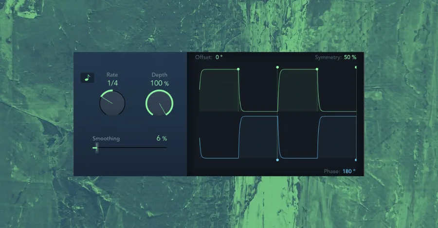 DAW stock tremolo plugin configured for panning movement between left and right channels
