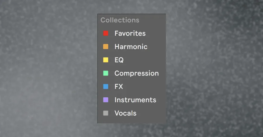 Ableton Live 10 browser panel showing color-coded Collections folders for organizing plugins and samples