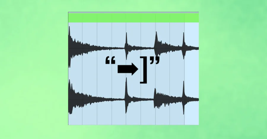 Ableton Live 10 arrangement view showing the visual warp bracket drag feature on an audio clip