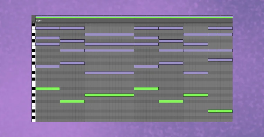 Ableton Live 10 MIDI editor showing multiple clips selected and visible simultaneously for editing