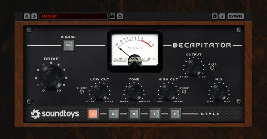 Soundtoys Decapitator analog saturation plugin interface