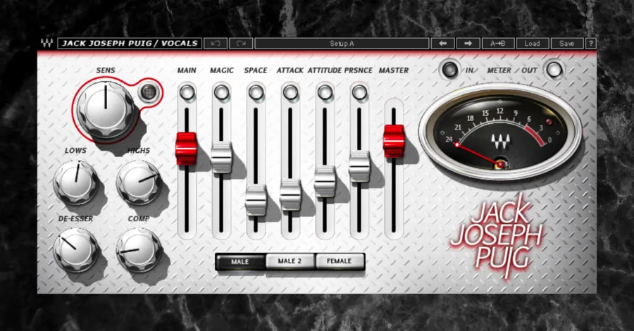 Waves JJP Vocals plugin interface showing single-knob controls