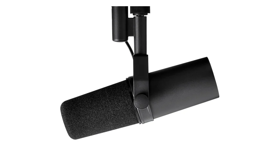Shure SM7B dynamic vocal microphone on its yoke mount