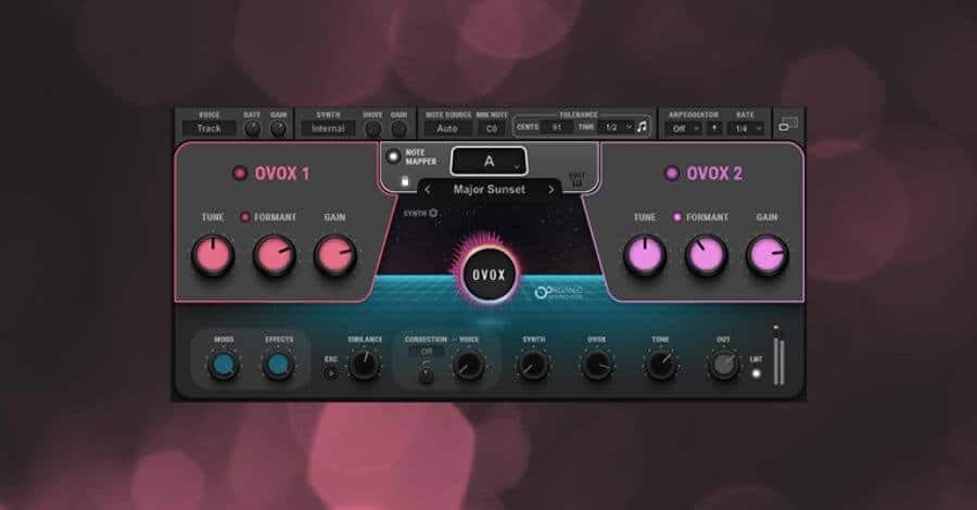 Waves OVox vocal resynthesis plugin interface with talkbox and vocoder controls