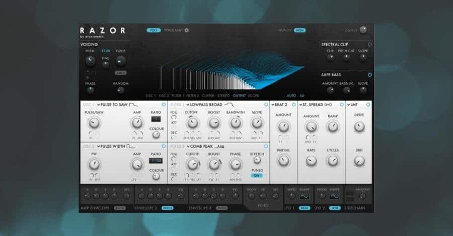 Native Instruments Razor synthesizer interface with built-in vocoder module