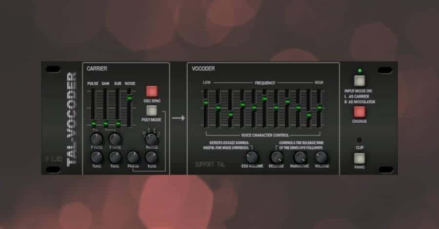 TAL Vocoder free plugin interface with 80s-style vocoder design