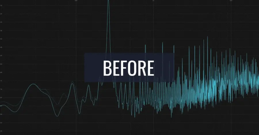 Spectrum analyzer showing the 5-bit sine wave before white noise is mixed in