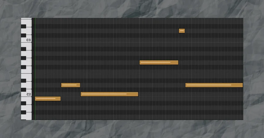 Bass line with two notes per chord bar, B for the first two beats and E for the last two