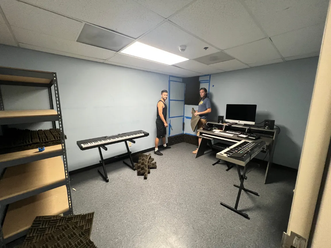 The empty storage room at Urban Street Angels with the first pieces of gear arriving
