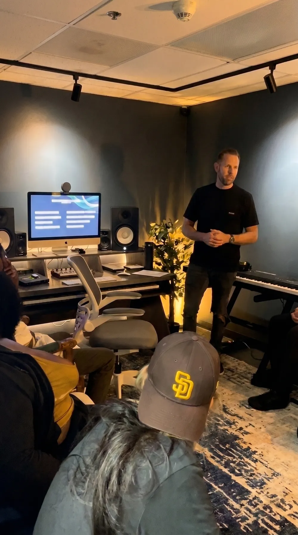 Teaching a group of young producers in the studio the Hyperbits team built at Urban Street Angels